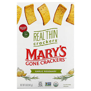 Mary's Gone Crackers, Real Thin Crackers, крекеры, чеснок и розмарин, 142 г (5 унций)
