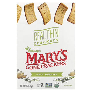 ماريز غون كراكرز‏, Real Thin Crackers ™ العضوي ، بالثوم ، إكليل الجبل ، 5 أونصات (142 جم)