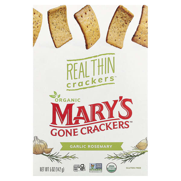 Mary's Gone Crackers, 有機薄餅乾™，大蒜迷迭香味，5 盎司（142 克）