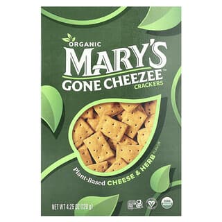 Mary's Gone Crackers, Galletas saladas Mary's Gone Cheezee™, De origen vegetal, Queso y hierbas, 120 g (4,25 oz)