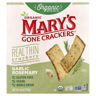Mary's Gone Crackers, Organic Real Thin Crackers™, Garlic Rosemary, 4 oz (113 g)
