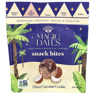 MAGICDATES, Snack Bites, 100% Coberto com Chocolate Amargo, Cookie Choco e Coco, 100 g (3,5 oz)