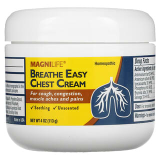 MagniLife, كريم الصدر Breathe Easy ، بدون رائحة ، 4 أونصة (113 جم)