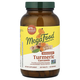 MegaFood, Kekuatan Ekstra Kurkumin Kunyit, Seluruh Tubuh, 120 Tablet