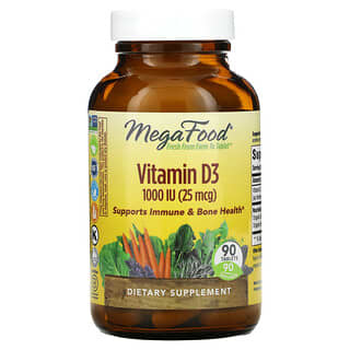 MegaFood, витамин D3, 1000 МЕ, 90 таблеток
