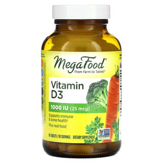 MegaFood, Vitamina D3, 25 mcg (1.000 UI), 90 compresse