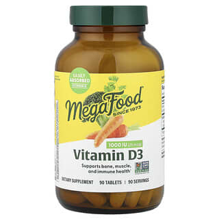 MegaFood, 비타민D3, 25mcg(1,000IU), 90정
