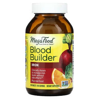 MegaFood, Blood Builder, Suplemento generador de sangre, Hierro, 180 comprimidos