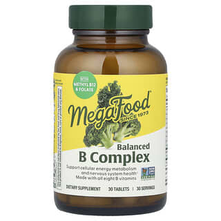 MegaFood, Complexe Equilibré de Vitamines B, 30 comprimés