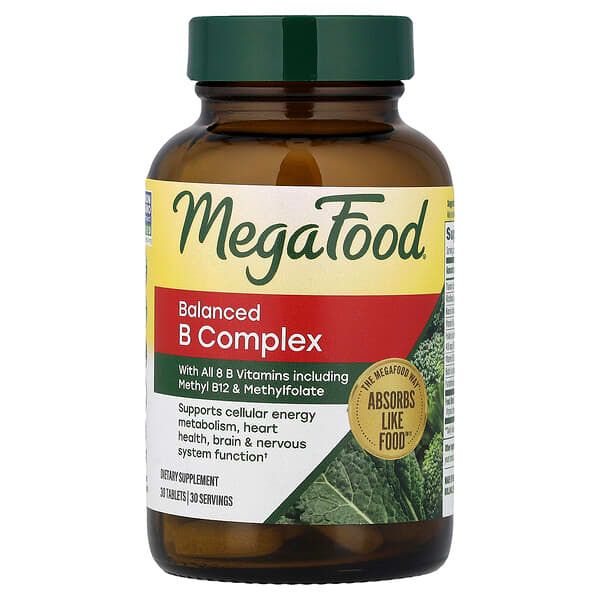 MegaFood, Balanced B Complex, 30 Tablets