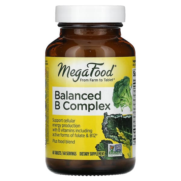 MegaFood, Balanced B Complex, 60 Tabletten