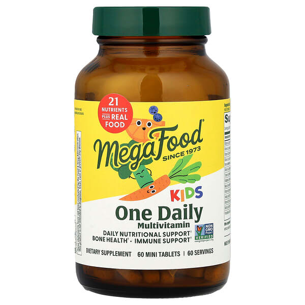 MegaFood, Suplemento multivitamínico de un comprimido diario para niños, 60 minicomprimidos