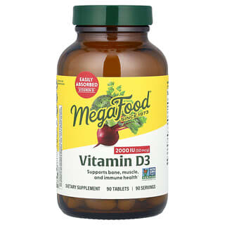 MegaFood, Vitamina D3, 2.000 UI, 90 Comprimidos