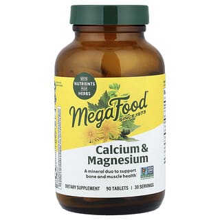 MegaFood (메가푸드), 칼슘 & 마그네슘, 90정