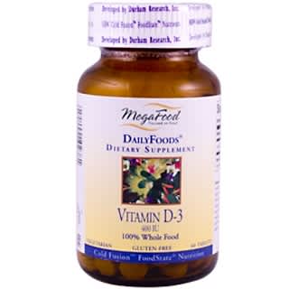 MegaFood, DailyFoods, Vitamin D-3, 400 IU, 60 Tablets