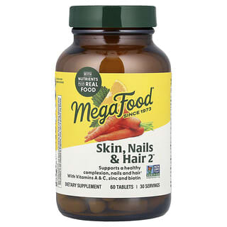 MegaFood, Piel, uas y cabello 2, 60 tabletas