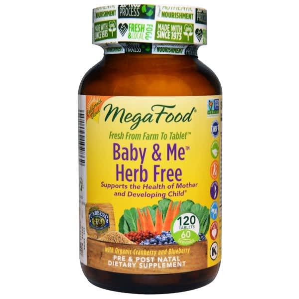 MegaFood‏, Baby & Me Herb Free, California Blend, Pre & Post Natal, 120 Tablets (Discontinued Item)