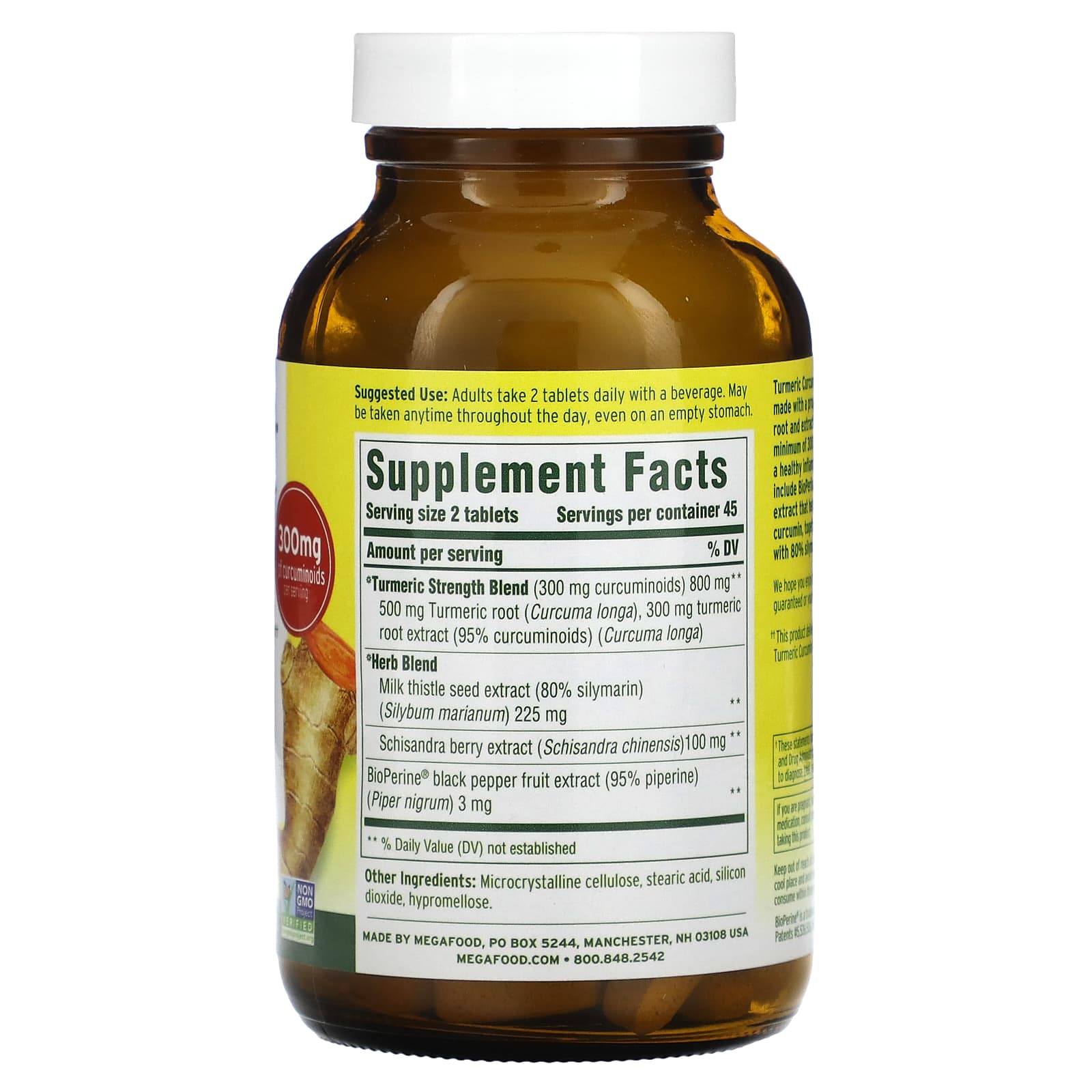 MegaFood, Turmeric Curcumin, Extra Strength, Liver, 150 mg, 90 Tablets