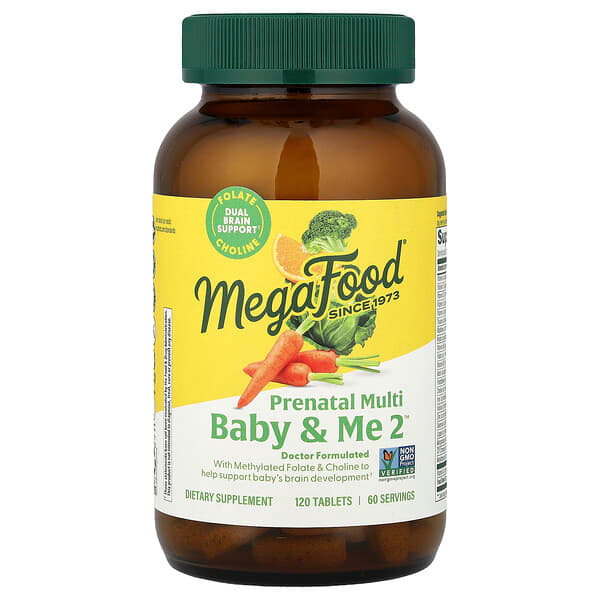MegaFood, Baby & Me 2™, мультивитамины для беременных, 120 таблеток