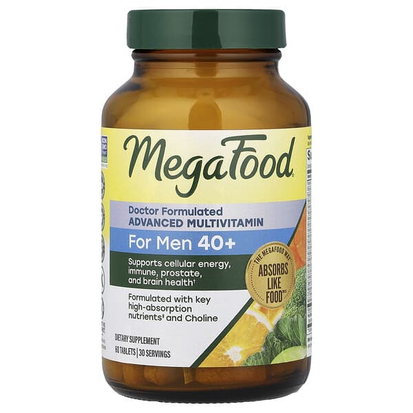 MegaFood, Ανδρικά 40+, Advanced Multivitamin, 60 Ταμπλέτες