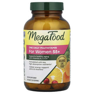 MegaFood, Suplemento multivitamínico de una ingesta diaria para mujeres de 55 años en adelante, 90 comprimidos