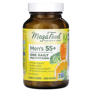 MegaFood, Suplemento multivitamínico de una ingesta diaria para hombres de 55 años en adelante, 60 comprimidos
