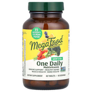 MegaFood, мультивитамины для мужчин старше 55 лет, одна мультивитаминная добавка, 60 таблеток