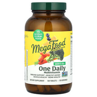MegaFood, Suplemento multivitamínico de una ingesta diaria para hombres de 55 años en adelante, 120 comprimidos