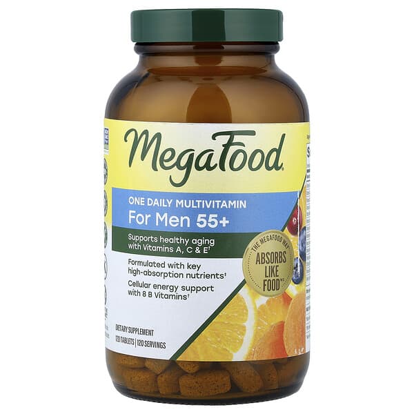 MegaFood（メガフード）, ワンデイリーマルチビタミン、55歳以上の男性向け、タブレット120粒