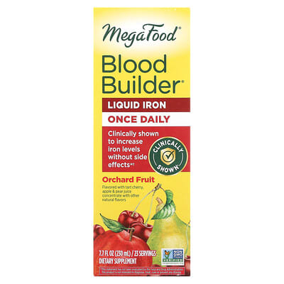 MegaFood, Blood Builder Liquid Iron, Once Daily, Orchard Fruit Flavor, 7.7 fl oz (230 ml)