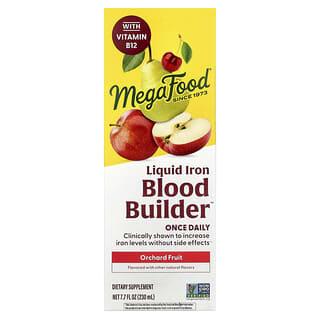 MegaFood, Tekuté železo na tvorbu krvi, raz denne, ovocie zo sadu, 230 ml