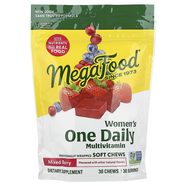MegaFood, Women's One Daily Multivitamin, Mixed Berry, 30 Individually Wrapped Soft Chews — product photo 1