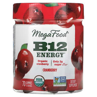 MegaFood, Energia B12, Cranberry, 70 Gomas