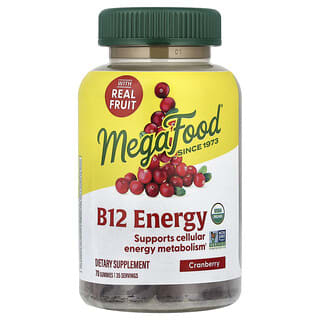MegaFood, B12 Energy Gummies, клюква, 70 жевательных таблеток