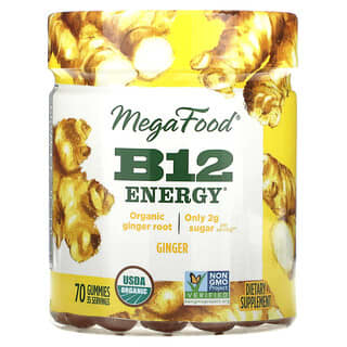 MegaFood, B12 能量，姜，70 粒软糖