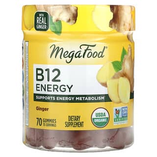 MegaFood, Energia B12, Gengibre, 70 Gomas