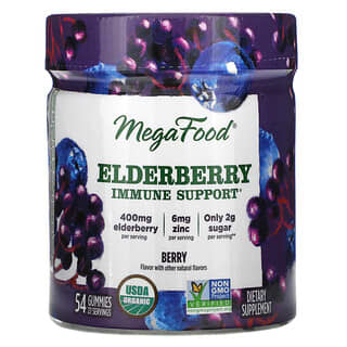 MegaFood, 接骨木果機體抵抗幫助，漿果味，54 粒軟糖