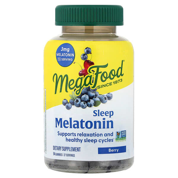 MegaFood, Melatonin Sleep Gummies, Berry, 54 Gummies