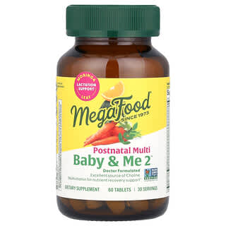 MegaFood, Baby & Me 2, мультивитамины для послеродового периода, 60 таблеток