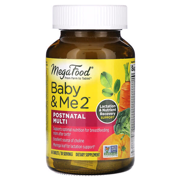 MegaFood, Baby & Me 2, Postnatal Multi, 60 Tablets