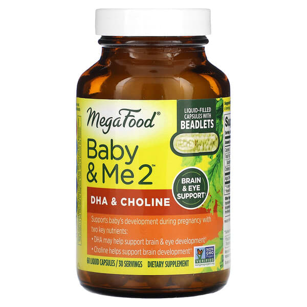 MegaFood Baby & Me 2, DHA & Choline, 60 Liquid Capsules
