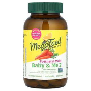 MegaFood, Baby & Me 2, мультивітаміни для періоду після пологів, 120 таблеток