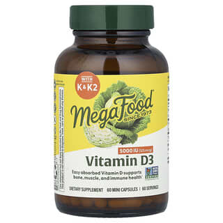 MegaFood, Витамин D3, 125 мкг (5000 МЕ), 60 мини-капсул