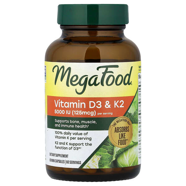 MegaFood, Vitamina D3, 125 mcg (5.000 UI), 60 mini capsule