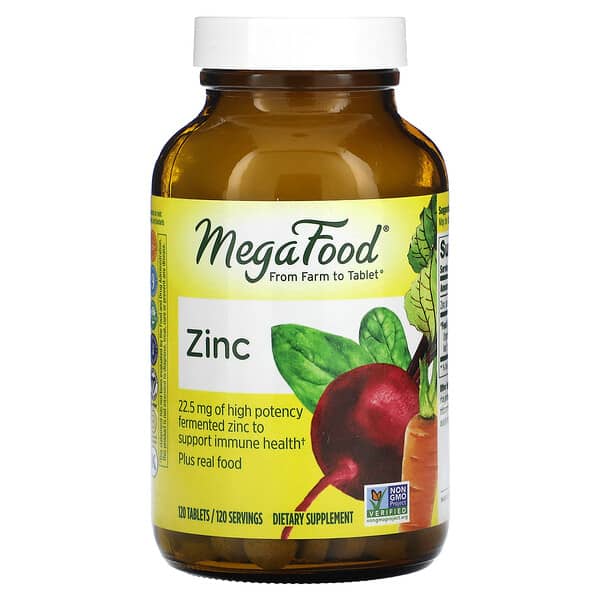 MegaFood, Zinc, 22.5 mg, 120 Tablets