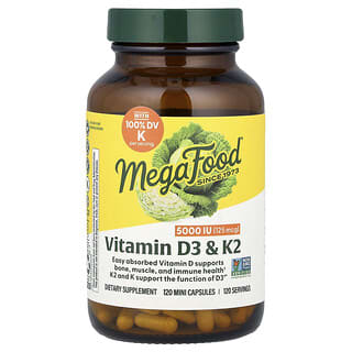 MegaFood, витамин D3 с витаминами K и K2, 120 мини-капсул