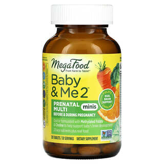MegaFood, Baby & Me 2, Suplemento multivitamínico prenatal, 120 comprimidos