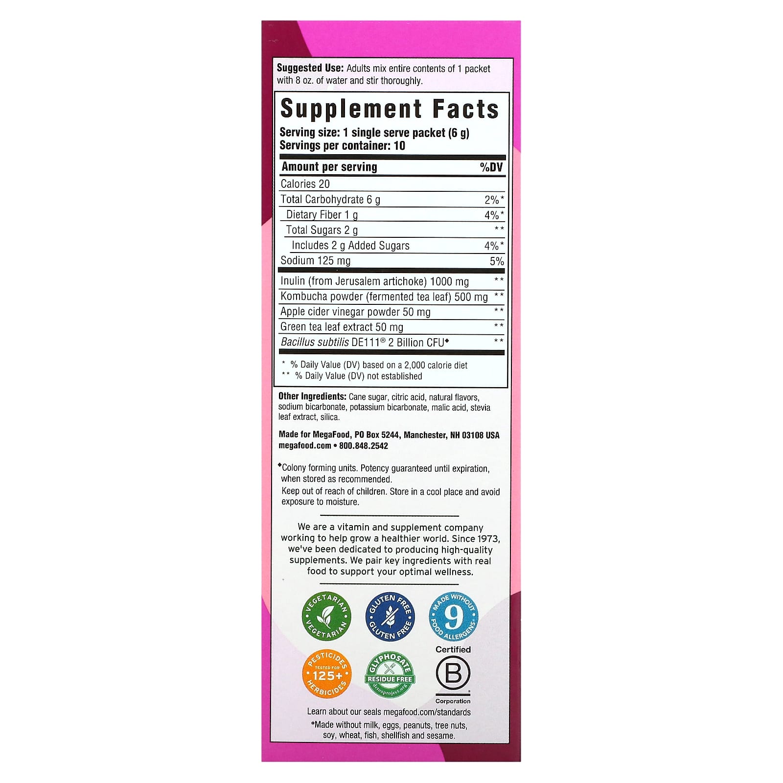 MegaFood, Digestive Health, Water Enhancer, Guava Passion Fruit