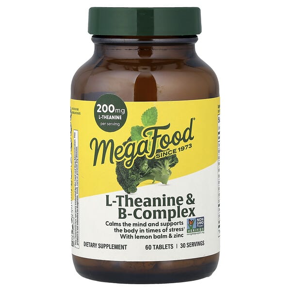 MegaFood, L-teanina y complejo de vitaminas B, 60 comprimidos