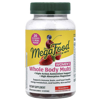 MegaFood, Women's Whole Body Multi Gummy, Strawberry, 90 Vegetarian Gummies